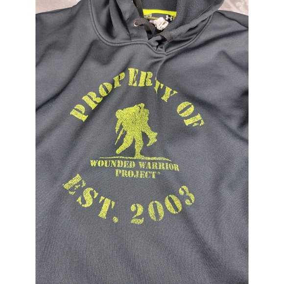 Under‎ Armour Hoodie Mens Medium Black Wounded Warrior Project Pullover Storm 1 - Picture 4 of 9